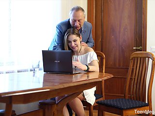 Old guy fucks the teen step daughter in insane manners