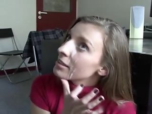 Nice facial cumshot for a petite amateur siren after anal sex