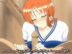 One piece Nami cock sucking (english subbed)