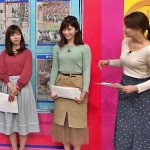 【画像】TBS「はやドキ！」樺島彩さんの手でピタっと抑えたくなるタイプのピッタリフィットなニットおっぱい?