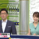 【画像】テレ東「SPORTSウォッチャー」の鷲見玲奈さん、真夏みたいな衣装でおっぱいパツる?