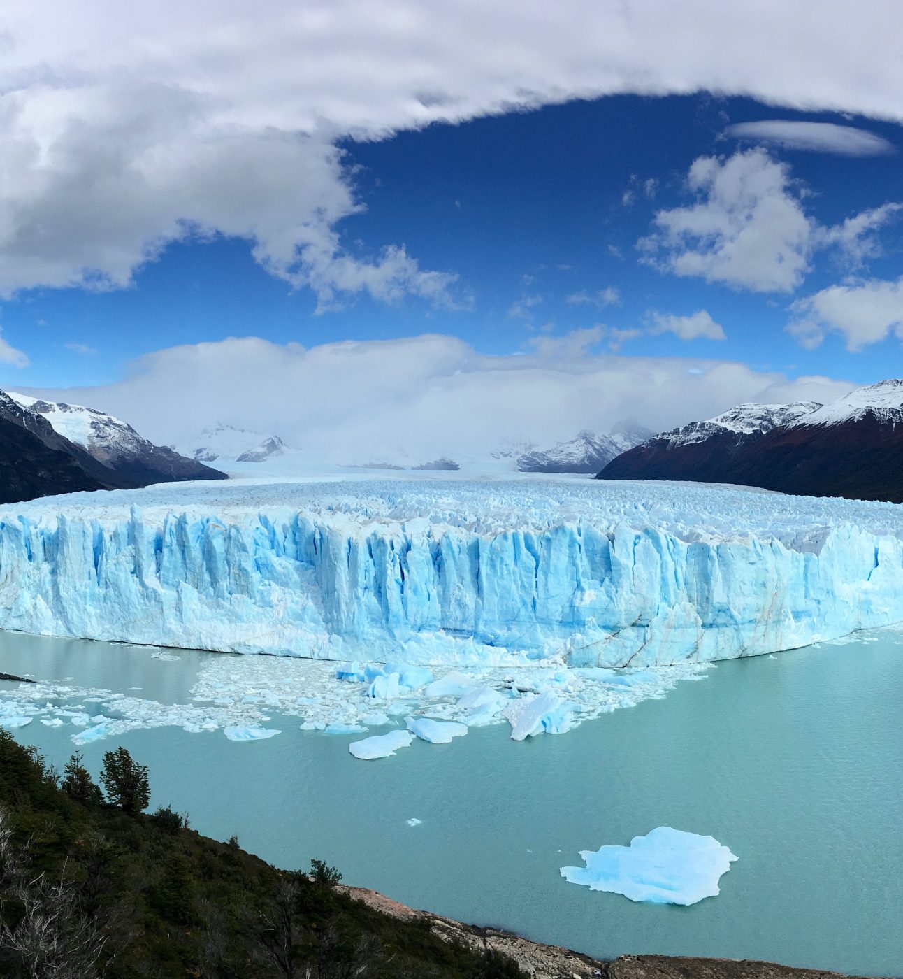 A glacier floating in a body of water