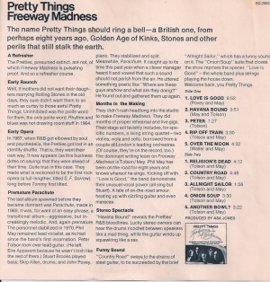 PrettyThingsInsert, The Pretty Things Freeway Madness Insert