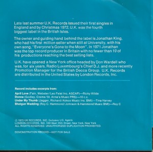 UKRecordsEPPSB, Jonathan King Excerpts From 'What's So Great About UK Records' EP